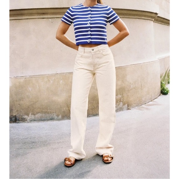 Women's Cream Jeans high waisted